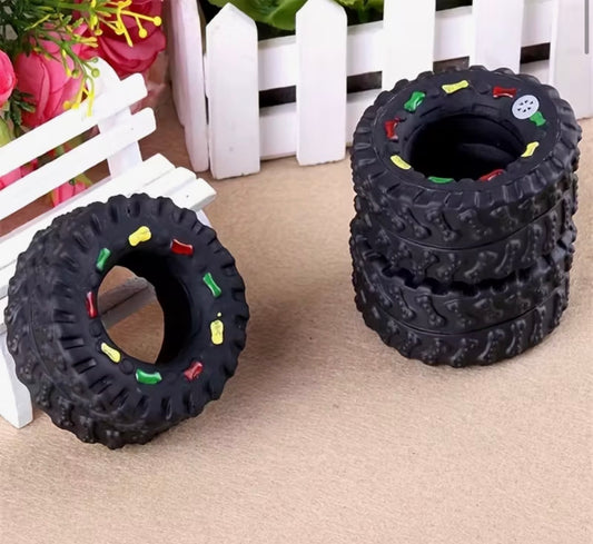 Tire-shaped dog toy
